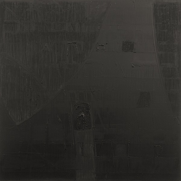 Jochen P. Heite: Komposition, o.T. [#4], 2014/15, 
Pigment gesiebt, Graphit, Ölkreide, Öl auf Leinwand, 100 x 100 cm

